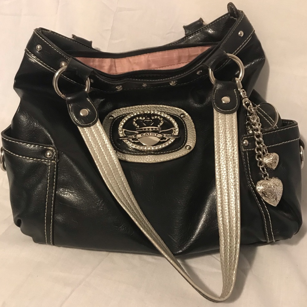 Kathy Van Zeeland faux leather bag with charms